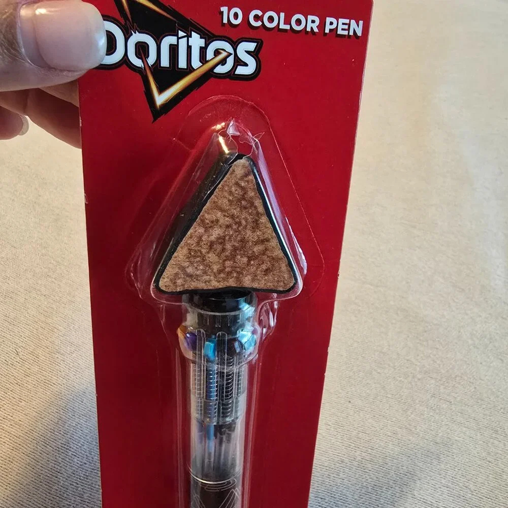 Doritos 10 Color Ball Point Pen NEW Chip on Top Nacho Cheese Flavored Great Gift